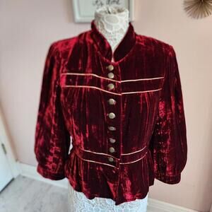 NWT Cynthia Steffe deep crushed red velvet blazer  rayon silk 12 $305 TT7